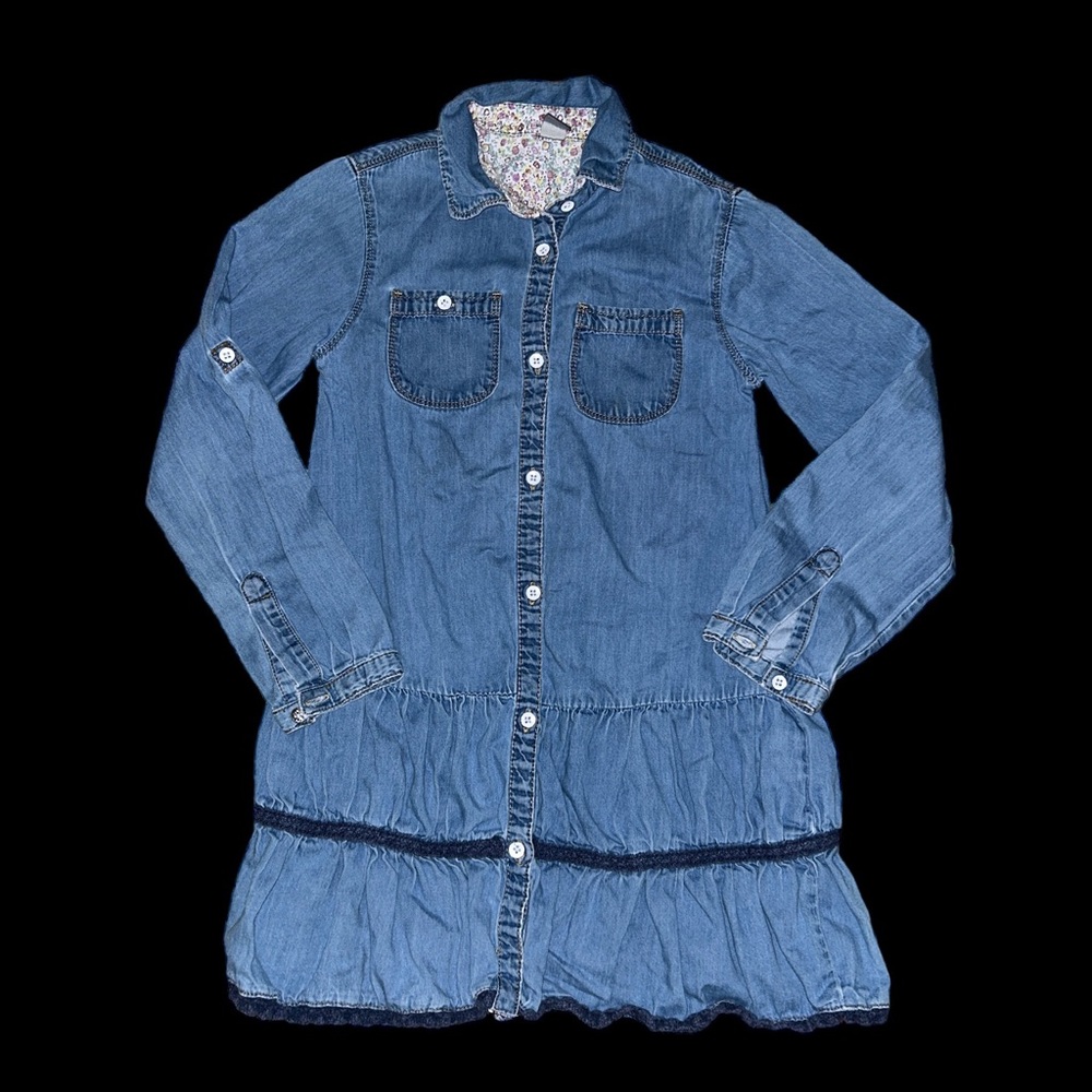 Zara Kids Lightweight Denim Long Sleeve Dress Size 7-8